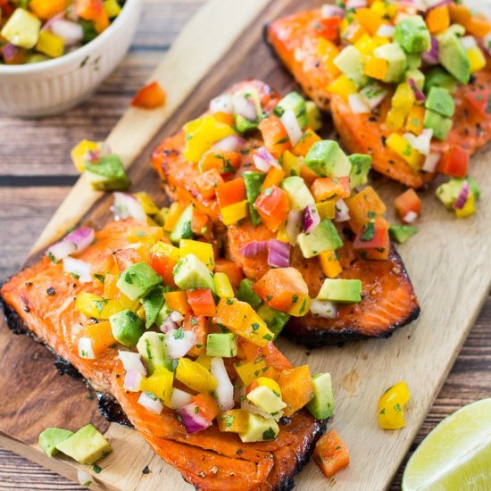 Easy BBQ Salmon with Avocado Salsa