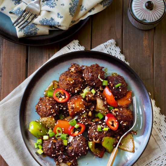 No Fry Vegan Mushroom Manchurian