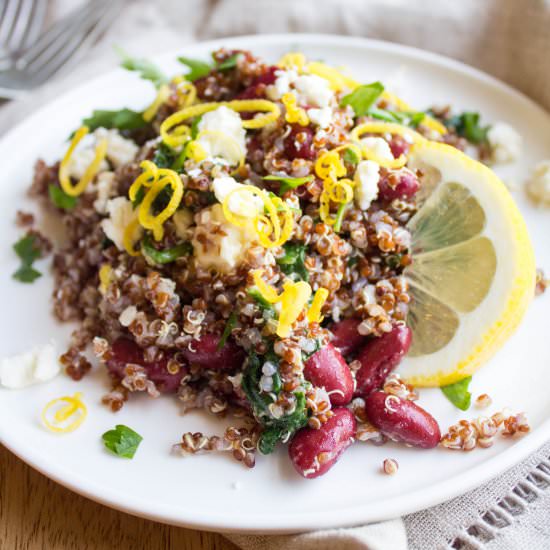 Lemony Spinach Quinoa Bean Salad