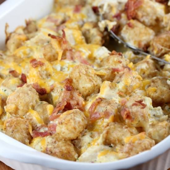 Chicken Bacon Ranch Tater Tot Casserole