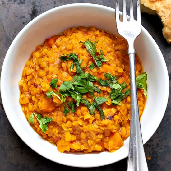 Carrot Turmeric Red Lentil Stew