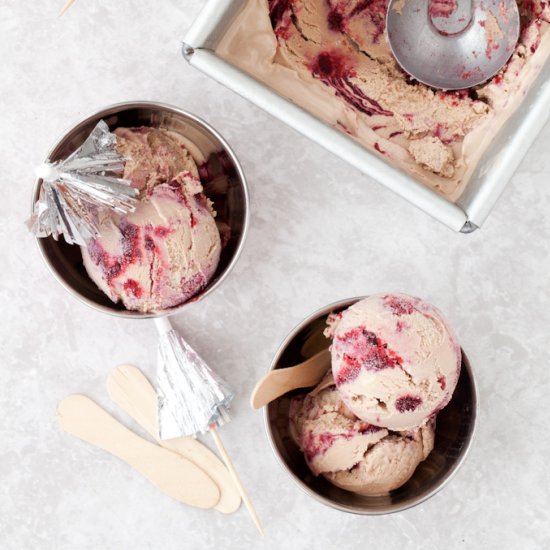 Nutella Ice Cream with Berry Swirl