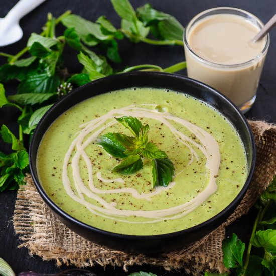 Zucchini Soup with Tahini and Mint