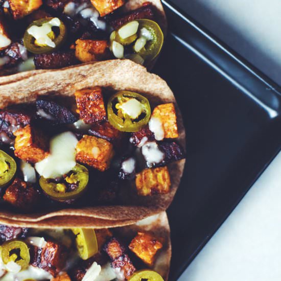 Texas BBQ Potato & Tempeh Tacos