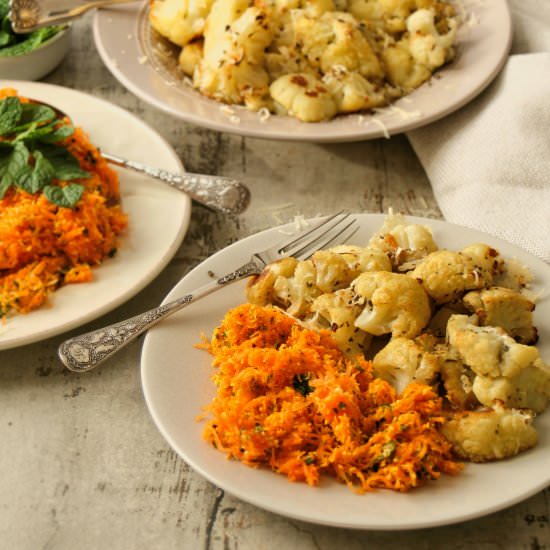 Carrot salad & roasted cauliflower