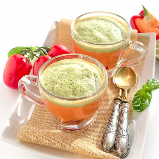 Gazpacho Soup with Basil Cream