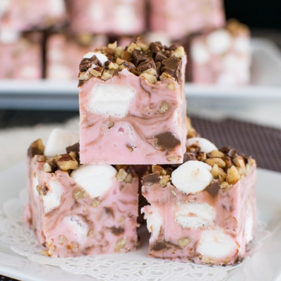 Strawberry Rocky Road Fudge