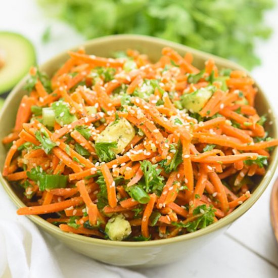 Raw Asian Carrot Avocado Salad