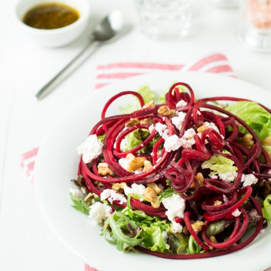 Green Salad with Raw Beet and Feta