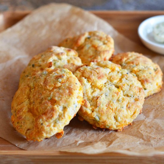 Spicy Garlic Scape Cheddar Biscuits