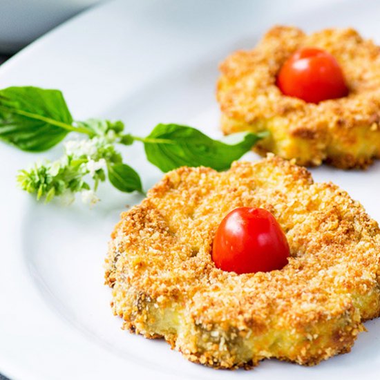 Crispy Oven Baked Eggplant Flowers