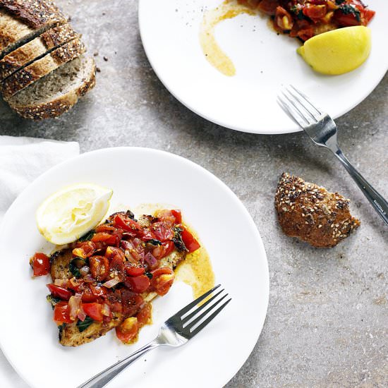 Lemon-Garlic Tilapia Bruschetta