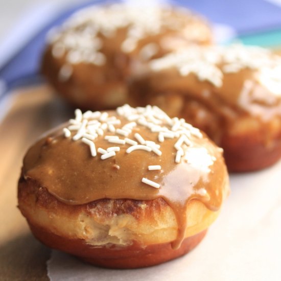 Caramel Doughnuts with Custard