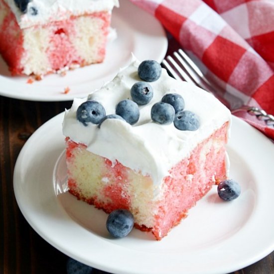 Strawberry Jell-O Poke Cake