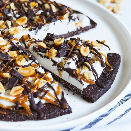 Chocolate Caramel Ice Cream Pizza