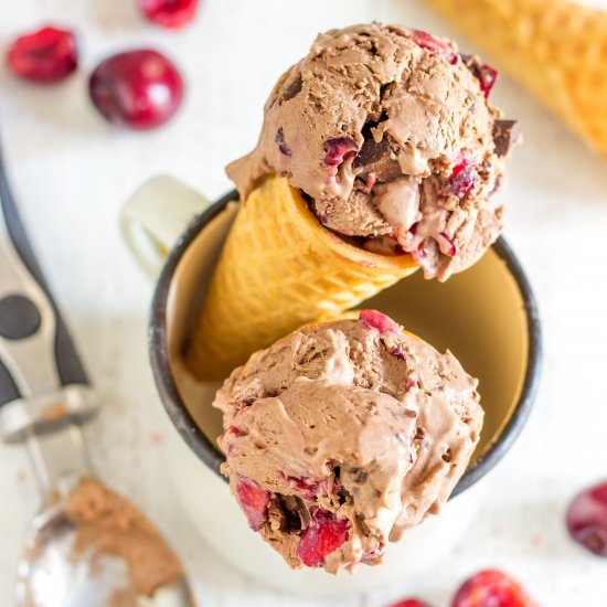 No Churn Chocolate Cherry Ice Cream