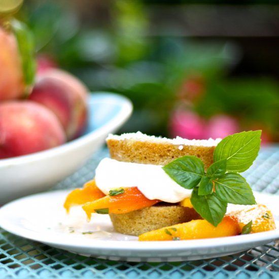 Basil Peach Cornmeal Shortcakes