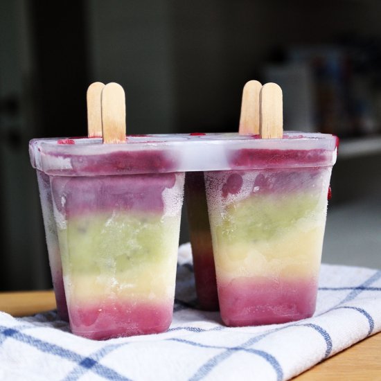 Fruity Rainbow Fro-Yo Popsicles