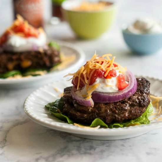 Cheddar Stuffed Taco Burgers