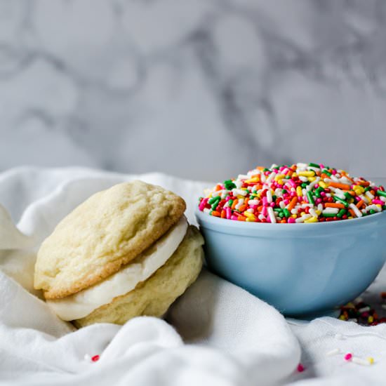 Cake Batter Sugar Cookie Sandwiches