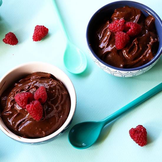 Chocolate Raspberry Avocado Pudding