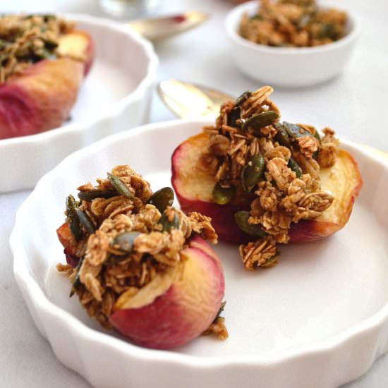 Granola Stuffed Baked Peaches