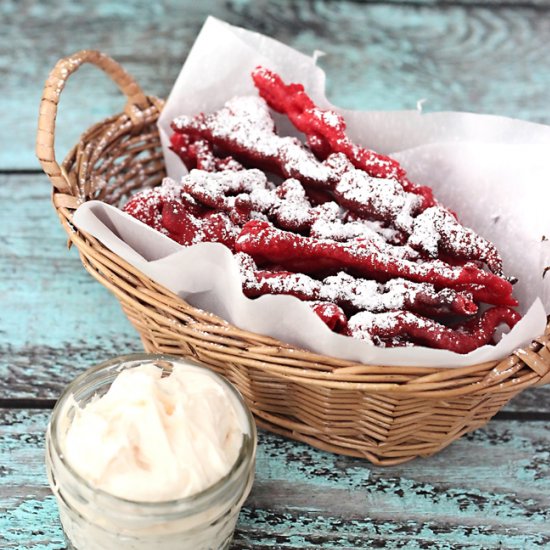 Red Velvet Funnel Cake Sticks