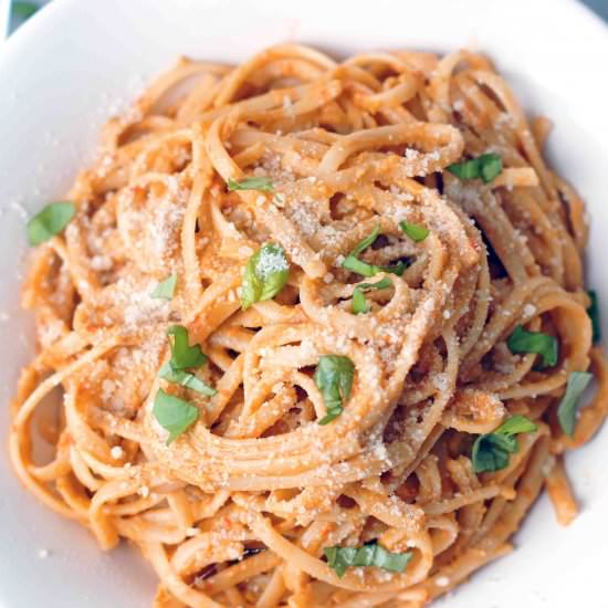 Pasta with Tomato & Almond Pesto