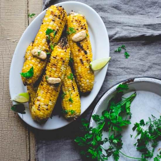 Grilled Corn + Chipotle Lime Butter