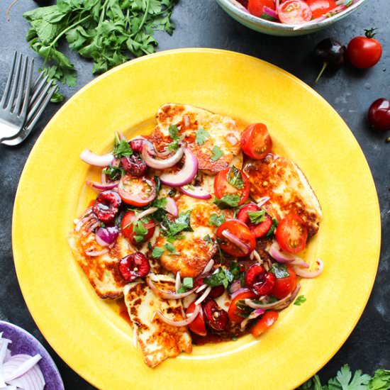 Halloumi with Tomato & Cherry Salsa