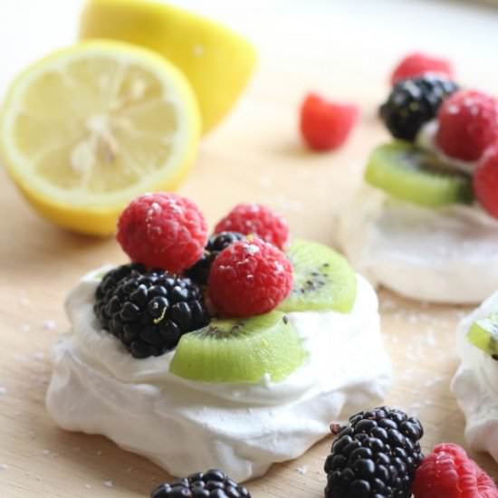 Berry-Filled Lemon Meringue Nests