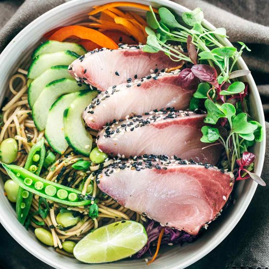 Sesame Crusted Hamachi Poke Bowl