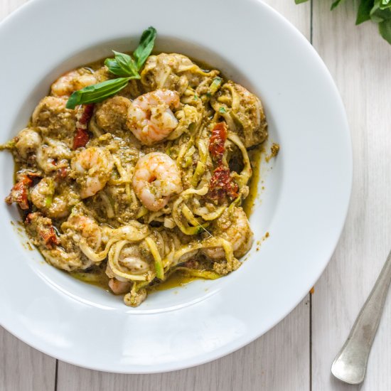 Quick Prawn & Basil pesto Courgetti