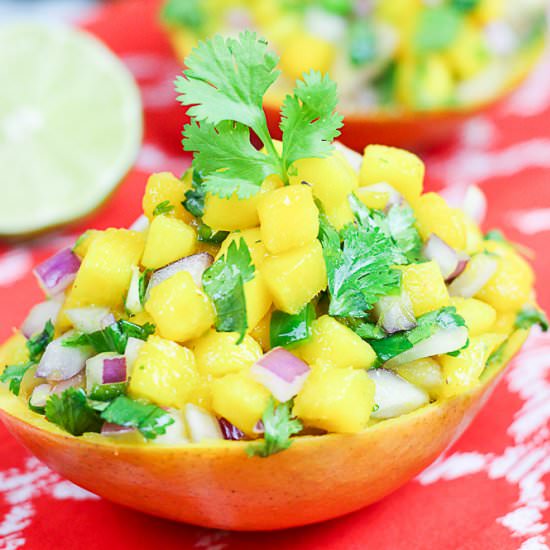 Fresh Mango Salsa in Mango Cups