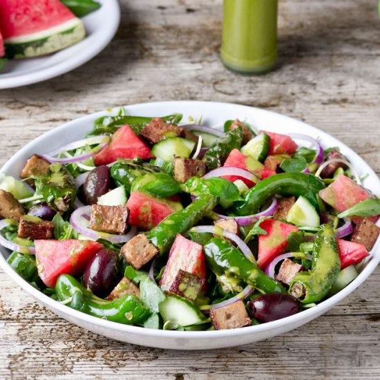 Watermelon Salad w/ Basil Dressing