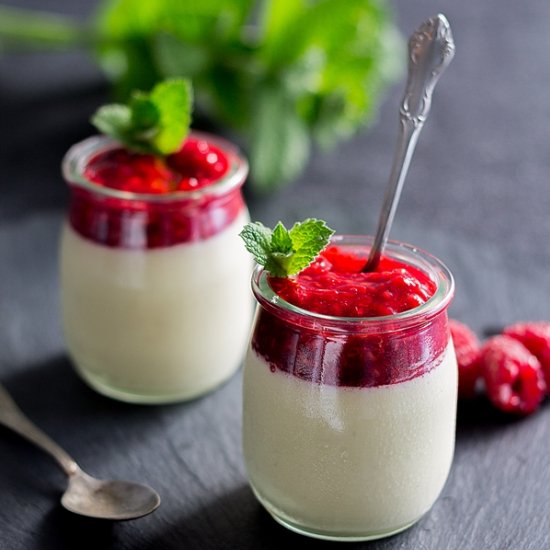 Panna Cotta with Raspberries