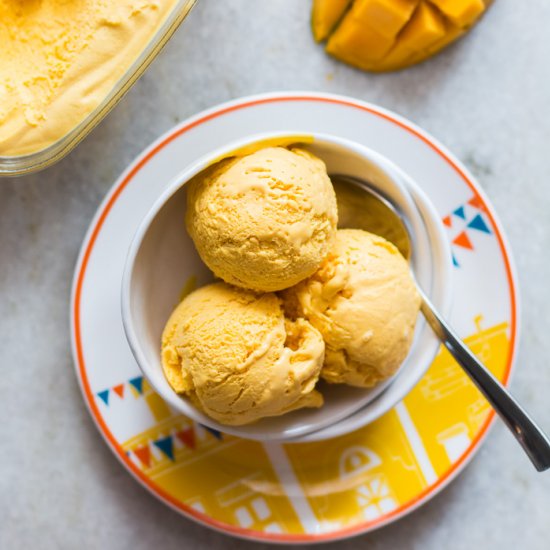 No Churn Mango Cheesecake Ice Cream