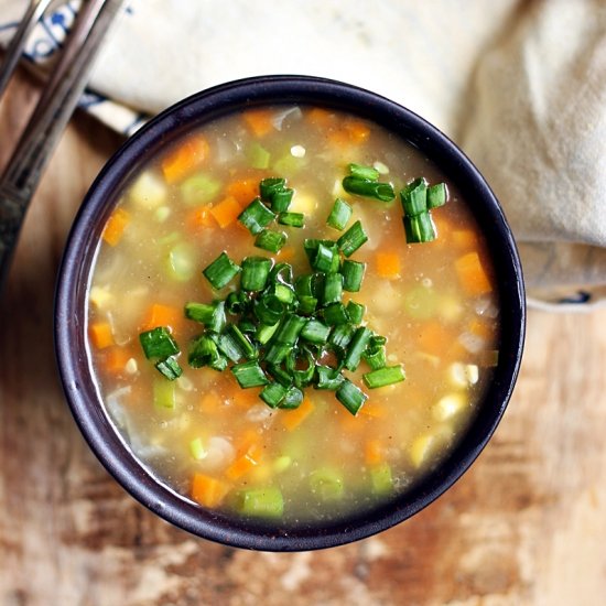 Sweet Corn Vegetable Clear Soup