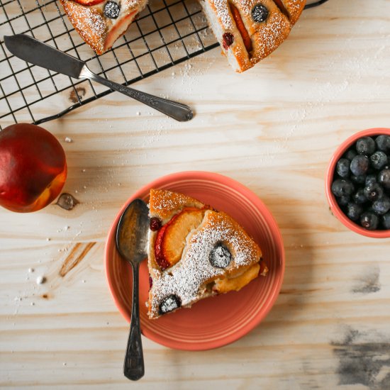 Blueberry Peach Greek Yogurt Cake