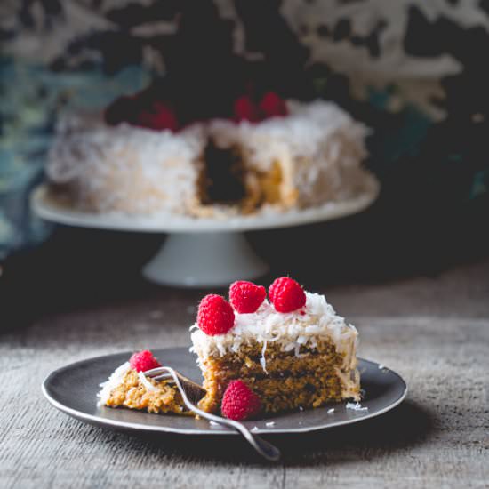 Coconut Raspberry Layer Cake