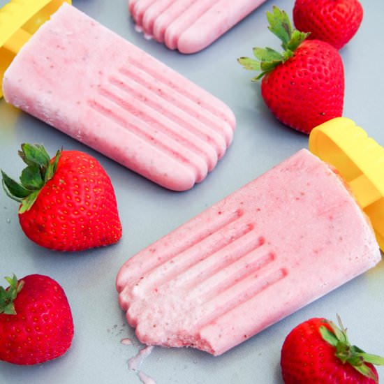 Strawberry coconut popsicles