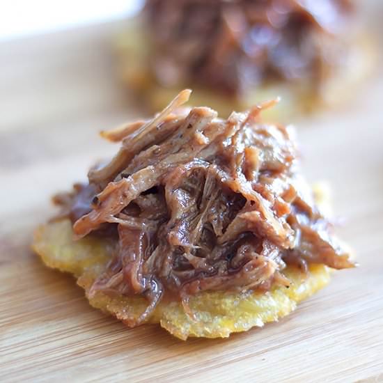 Guava BBQ Pulled Pork Tostones