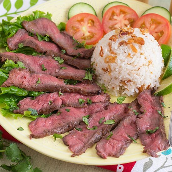 Grilled Steak w Shallot Rice