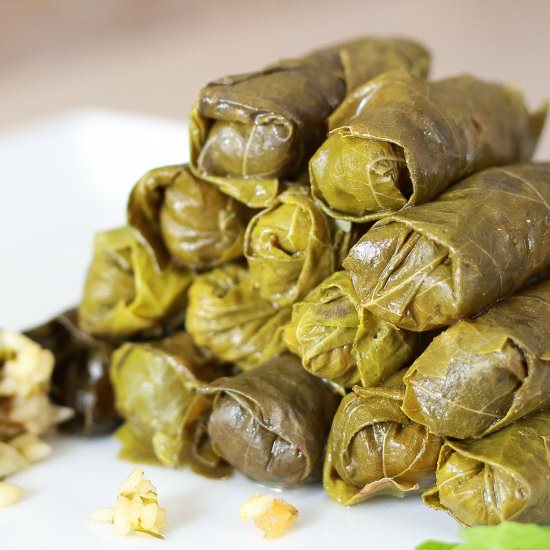 Oil Free Stuffed Grape Leaves