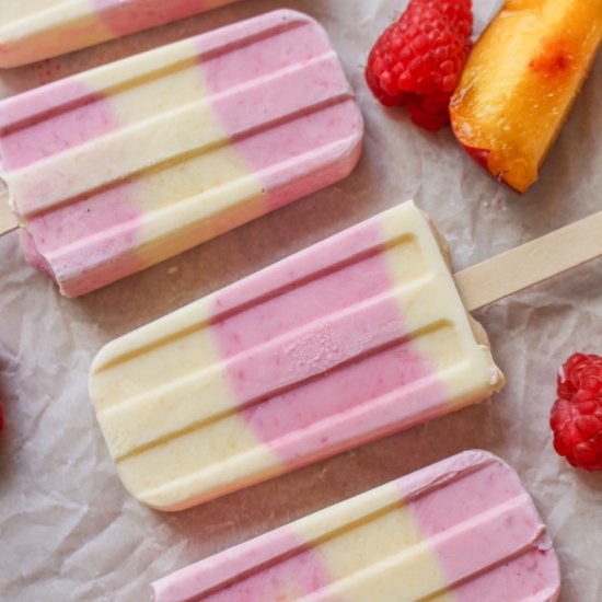 Peach Raspberry Ice Lollies