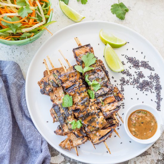 Grilled Eggplant Tahini Kebabs