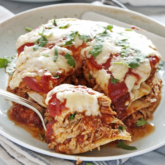 Mini Crockpot Chicken Enchiladas