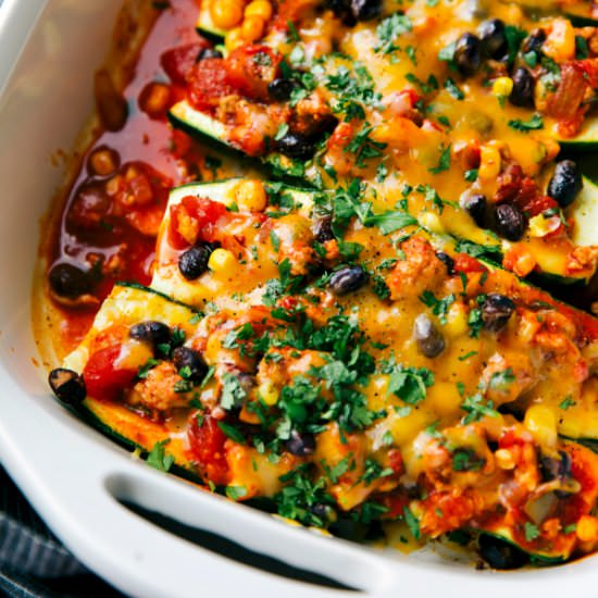 Enchilada Stuffed Zucchini Boats