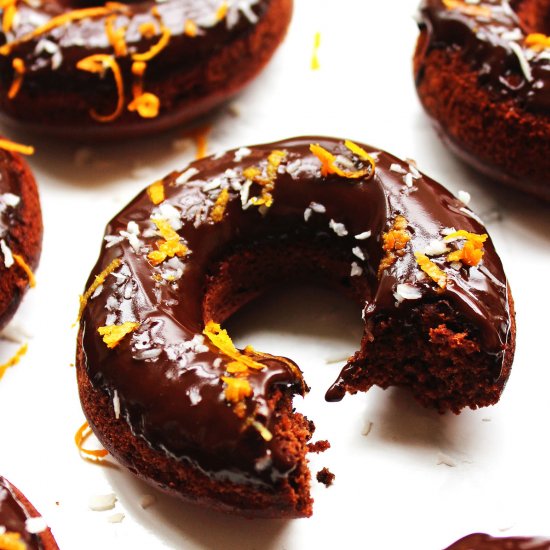 Chocolate Orange Coconut Doughnuts