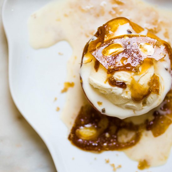 Caramelized Nectarine With Ice Cream